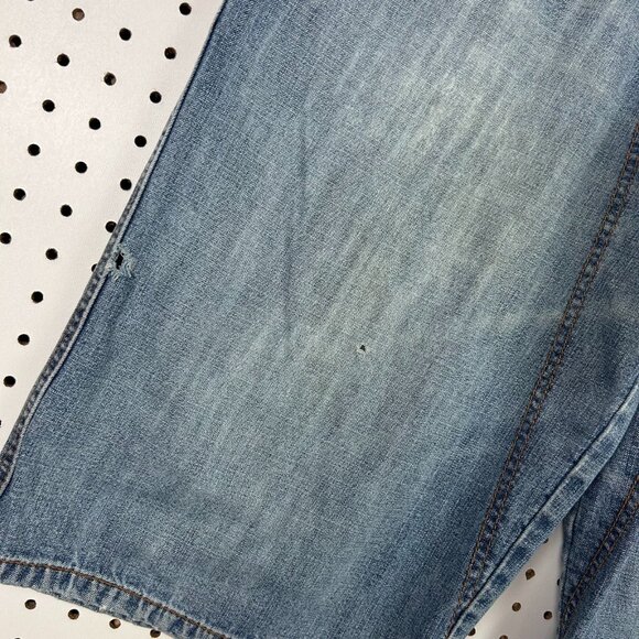 Girbaud 90s Hip Hop Baggy Jorts Size 36 Denim Wide Leg Distressed Skater Light - Picture 6 of 9